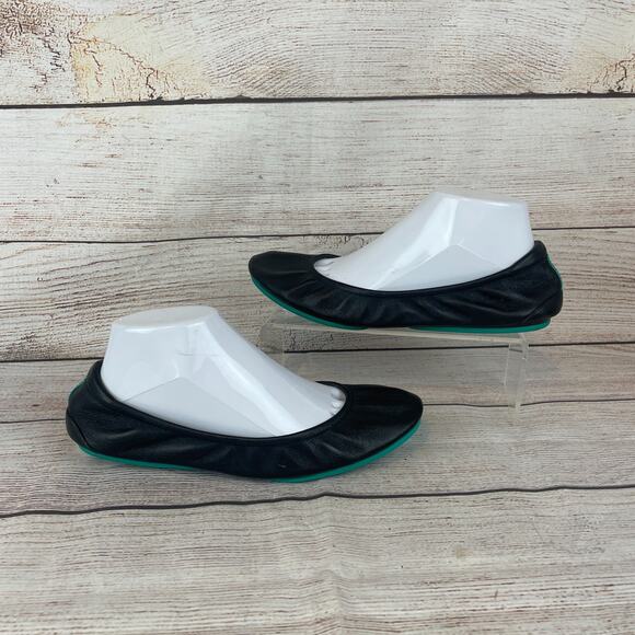 Tieks by Gavrieli Womens Sz 9 Ballet Flats Black Leather Matte Foldable Italian - Picture 1 of 9